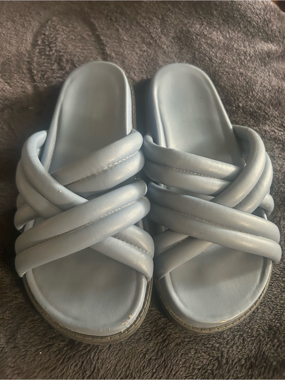 Primark Pale Blue Padded Cross-Over Slide Sandals heavy durable stylish